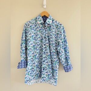 Bertigo Men’s Medium Modern European Button Up Spring Summer Resort Wear Shirt